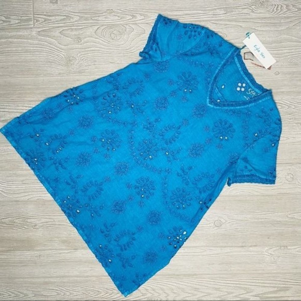 Nwt kyla seo short sleeve t shirt hand dyed cotton beach Summer oversized sm